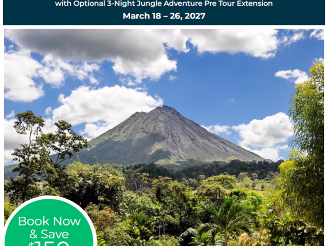 Costa Rica with Collette Tours Mar 18 - 26, 2027