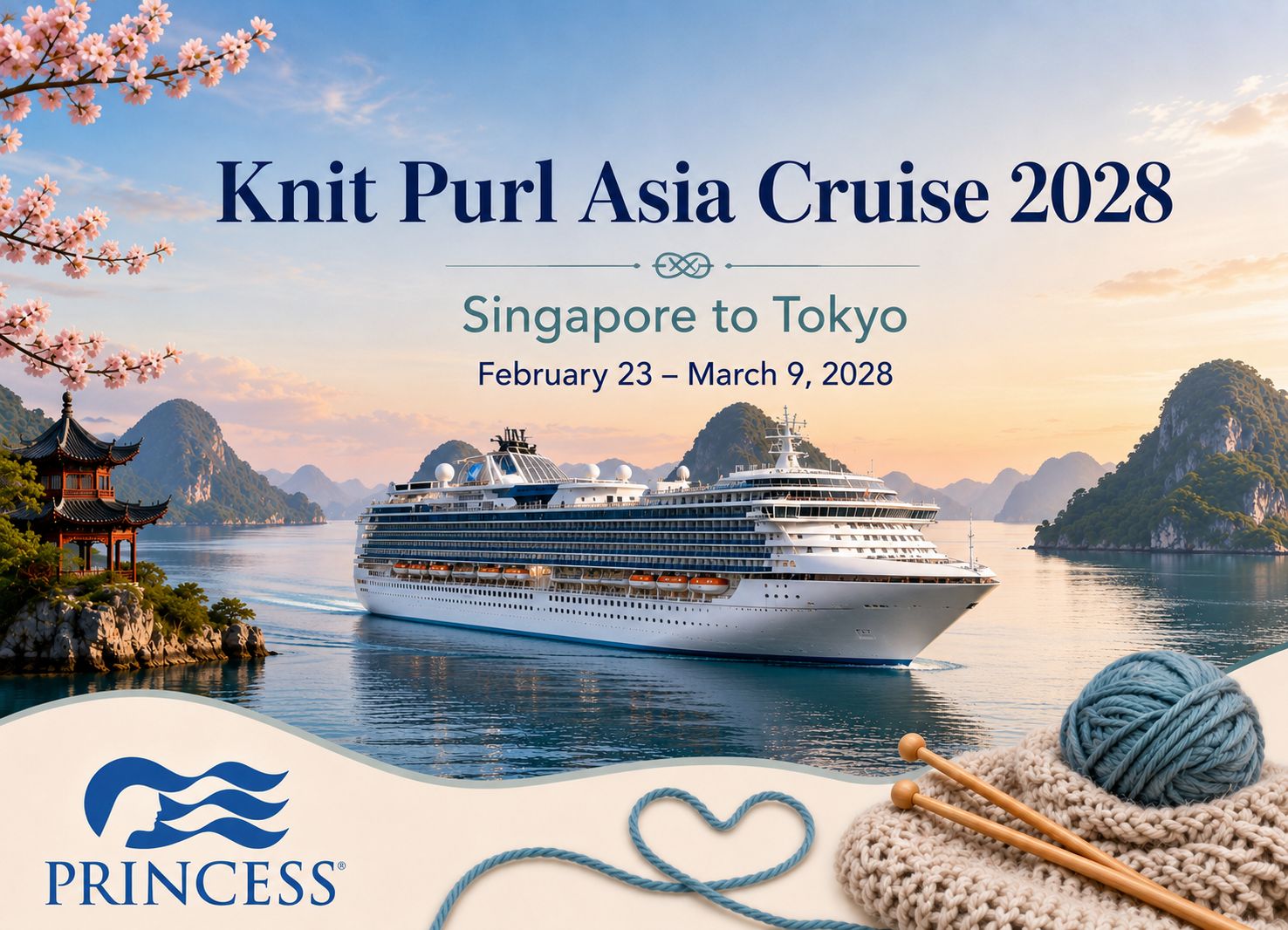 Knit Purl Asia Cruise 2028 from Singapore to Tokyo