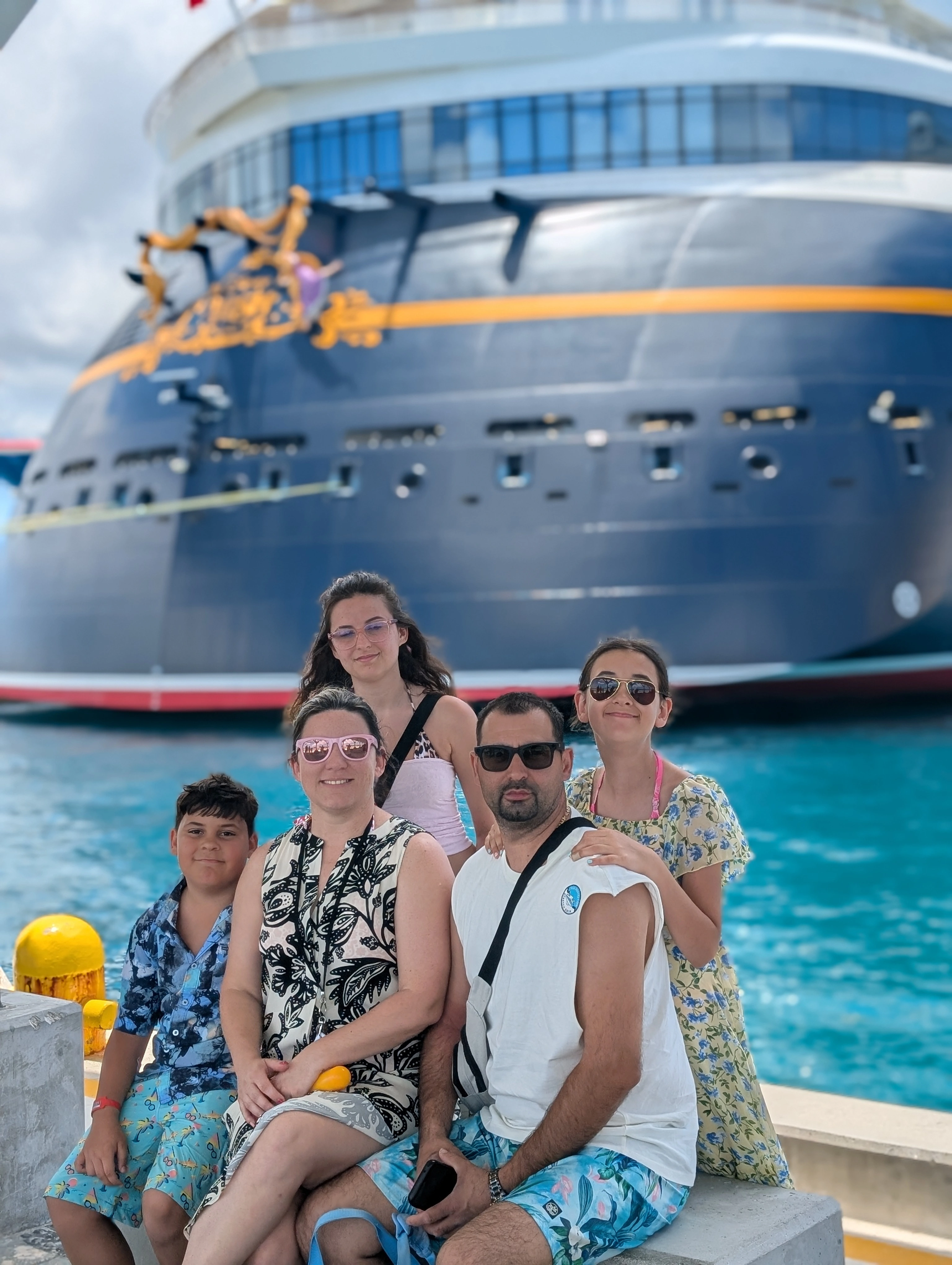 Nikki and her family exploring the cruise port in Nassau, Bahamas