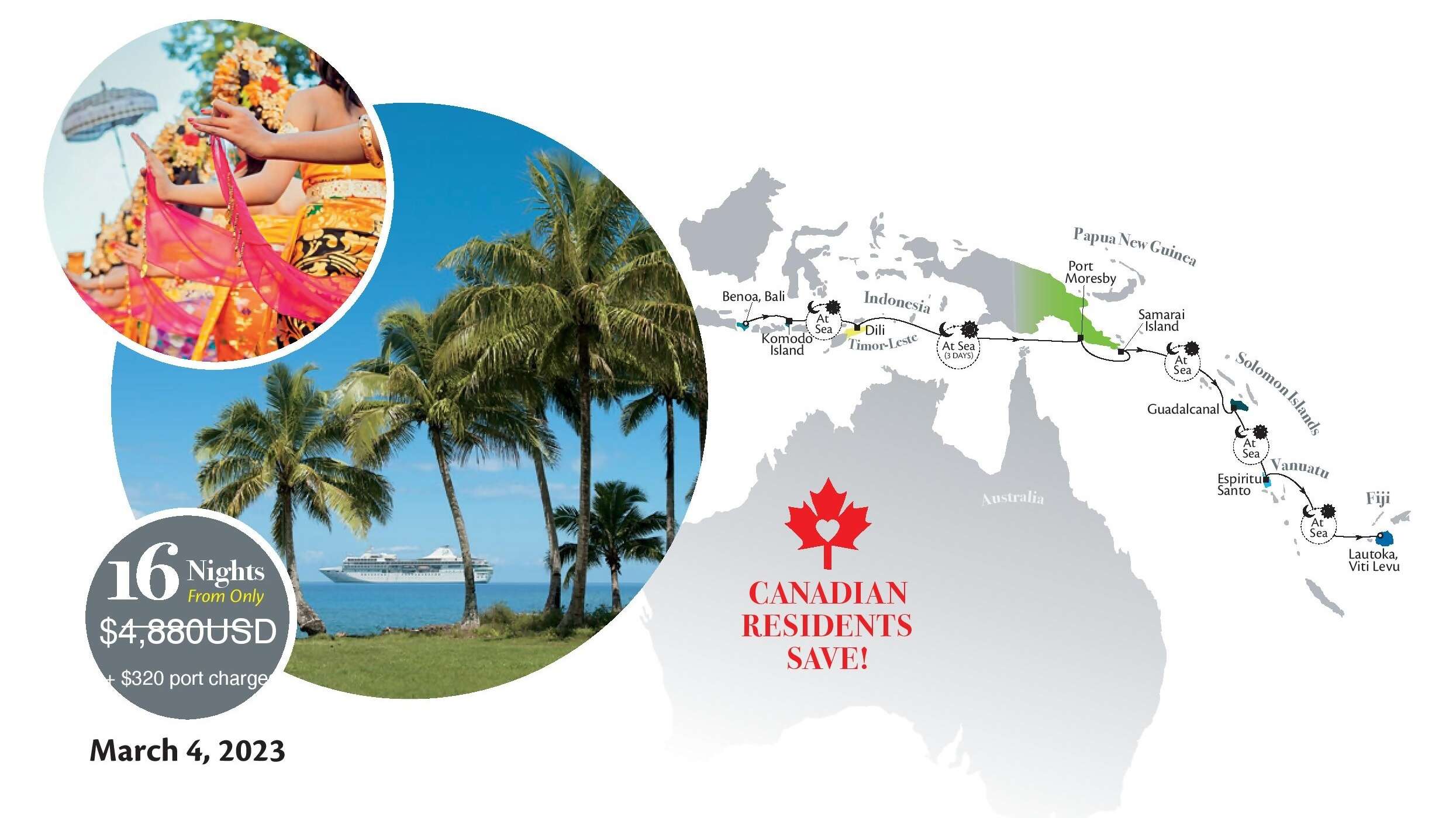 Sail from Bali to Fiji aboard the luxurious m/s Paul Gauguin