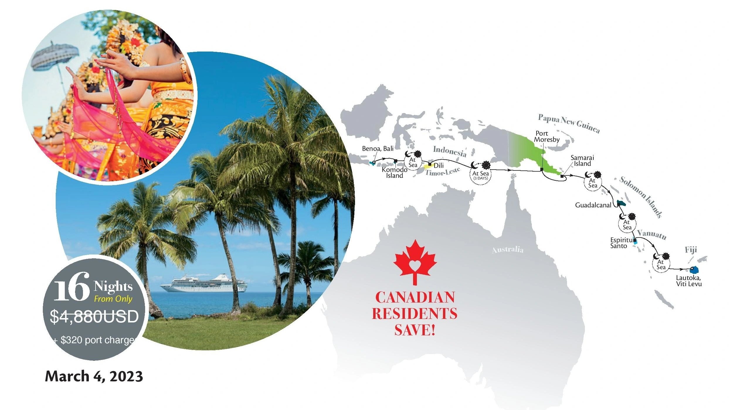 Sail from Bali to Fiji aboard the luxurious m/s Paul Gauguin