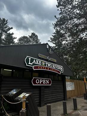 A building with a sign on the side