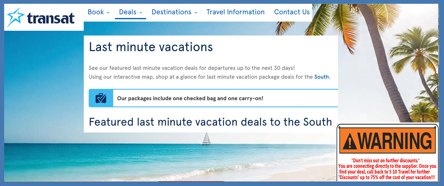 Transat Holidays Banner