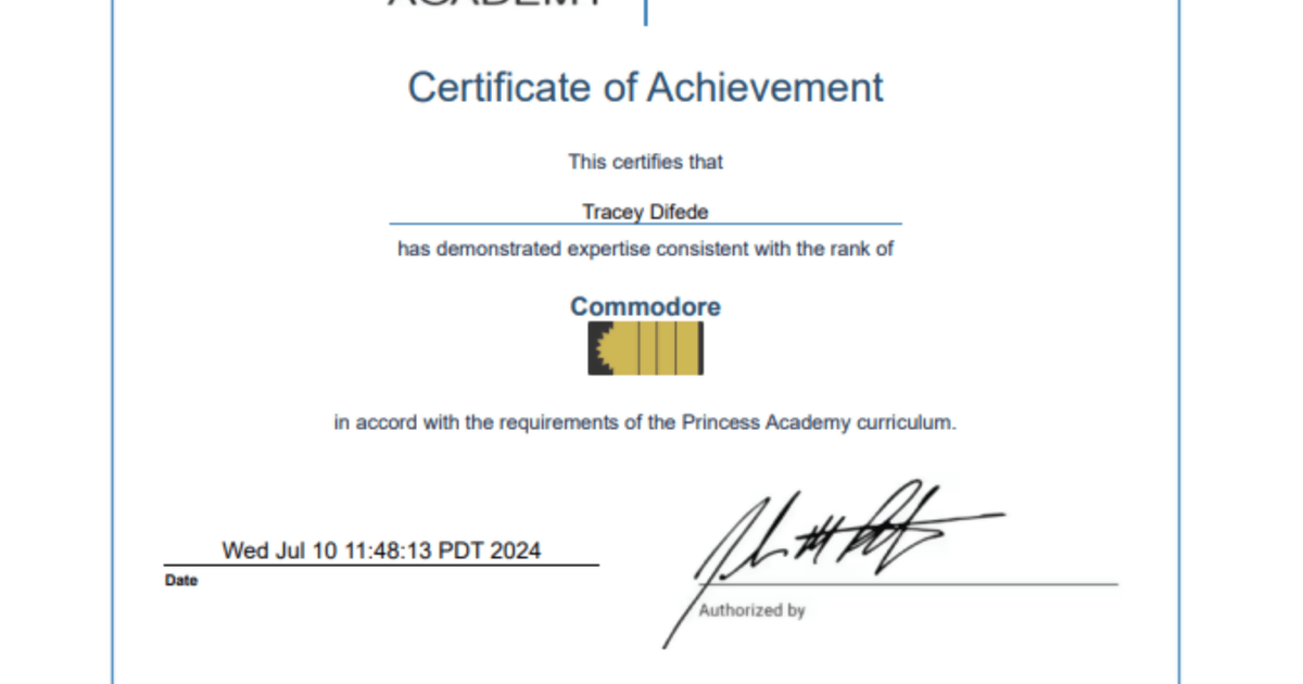 What It Means for You That I Am a Princess Cruises Commodore.