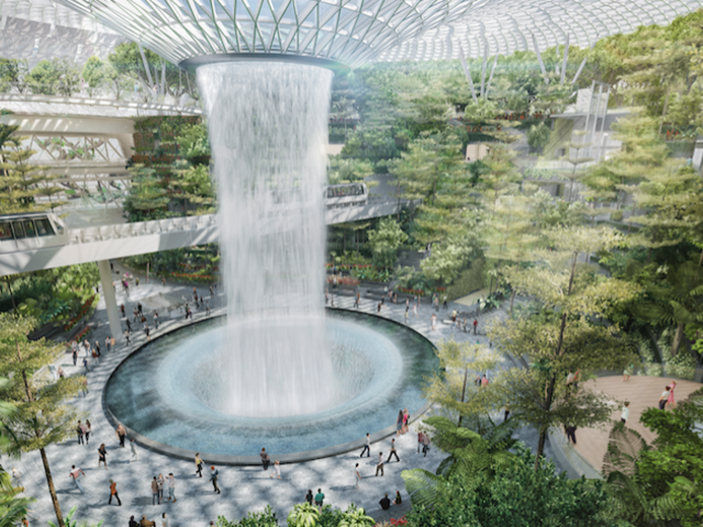 See the World's Tallest Indoor Waterfall at this New Airport