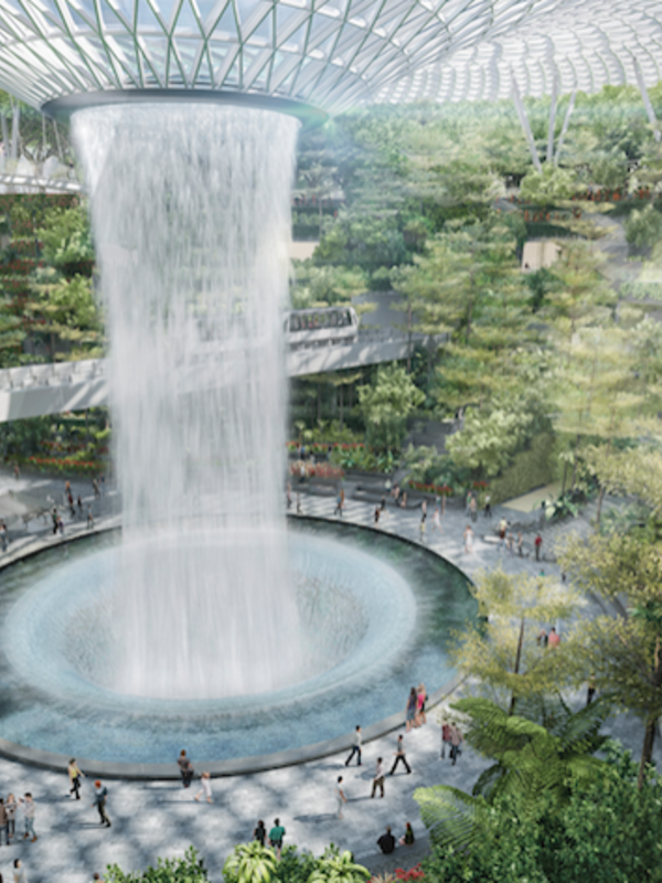 See the World's Tallest Indoor Waterfall at this New Airport