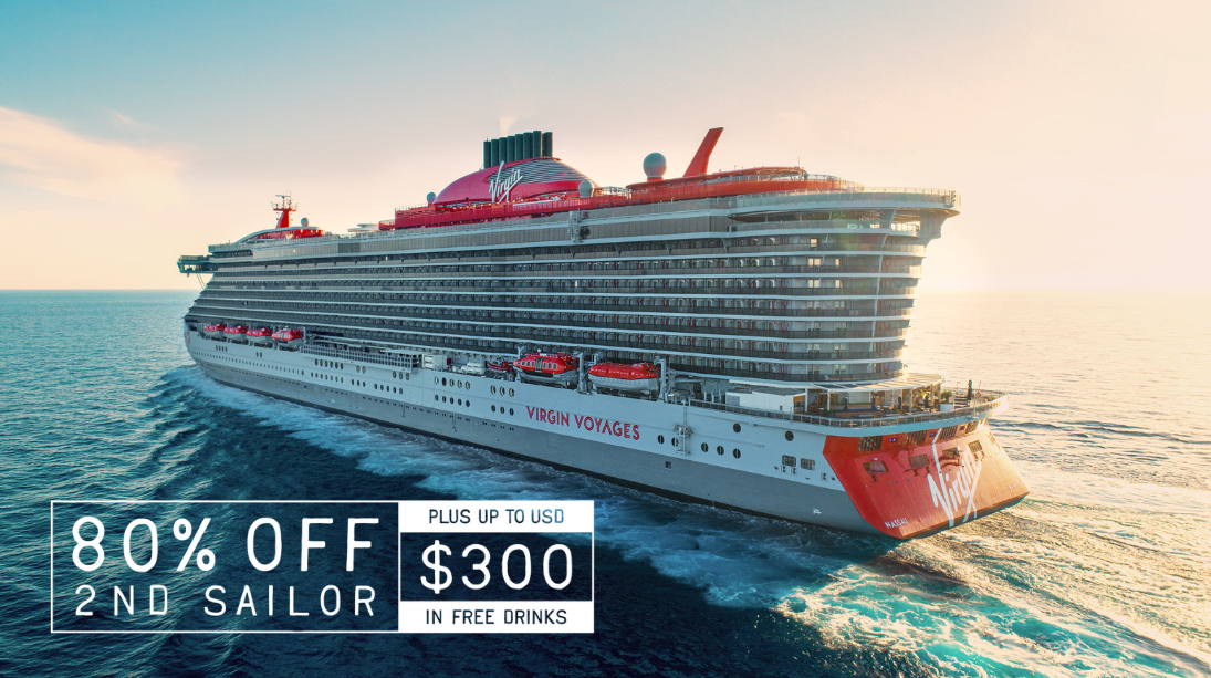 Virgin Voyages: 80% Off a Second Sailor & Up to $300 in Free Drinks