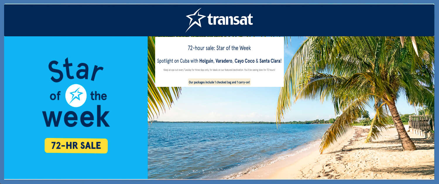 Transat 72 Hour Sale Banner
