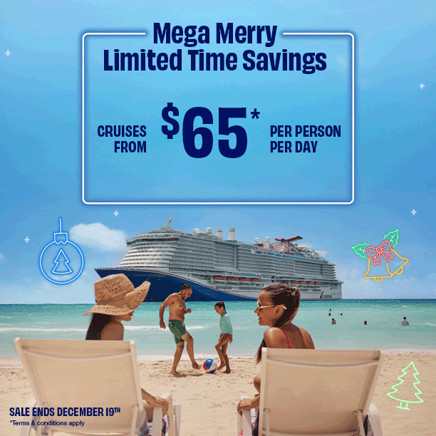 Carnival Cruises Save More For The Holidays from $65.00
