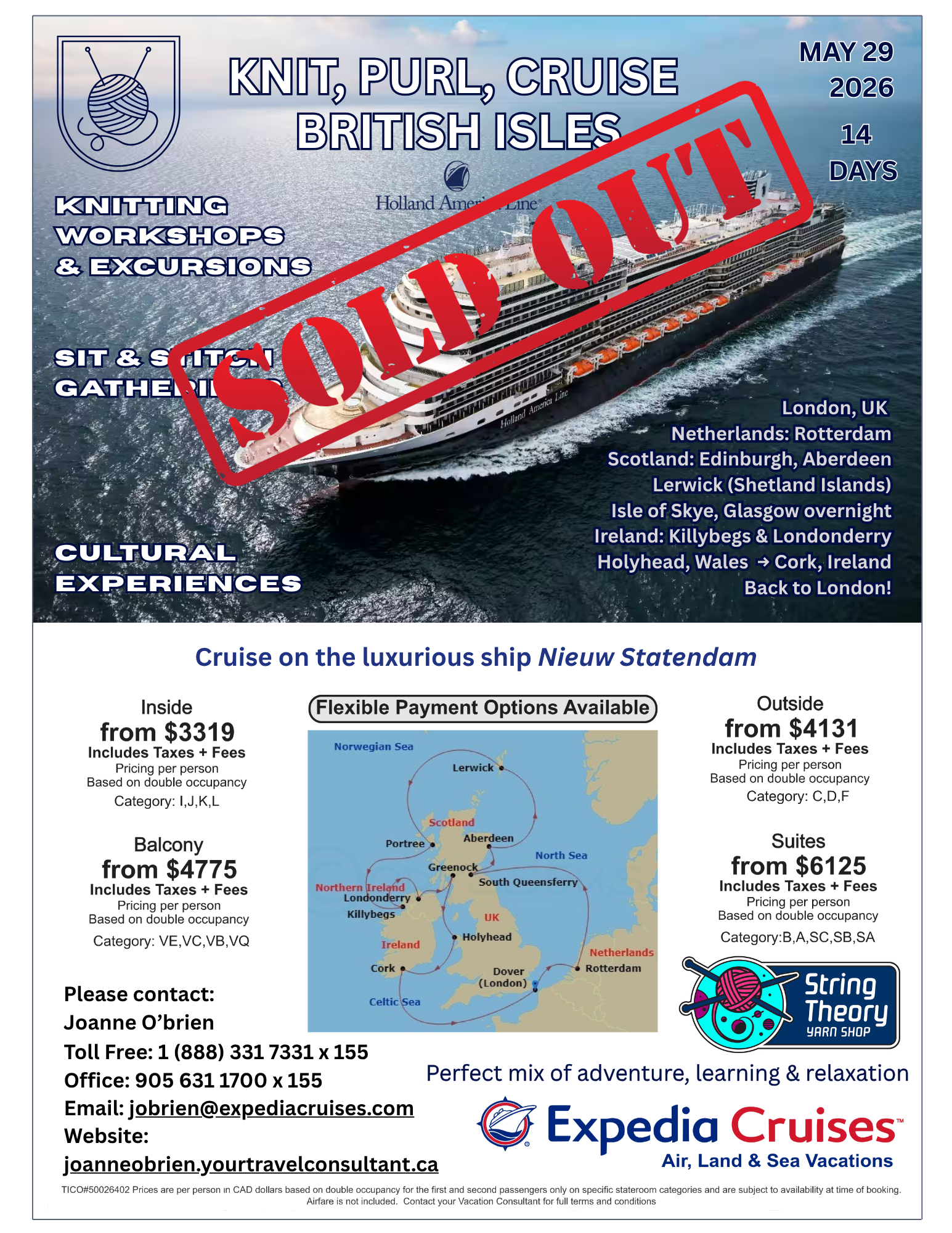 * SOLD OUT * Knit, Purl, Cruise - British Isles