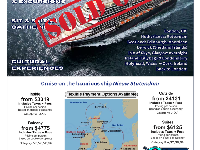 * SOLD OUT * Knit, Purl, Cruise - British Isles