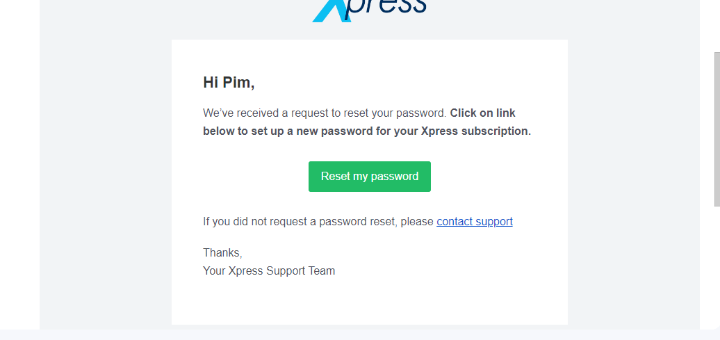 Password Reset Email