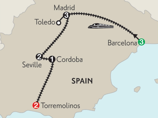 Barcelona, Madrid with Toledo, Seville, Cordoba & Torremolinos