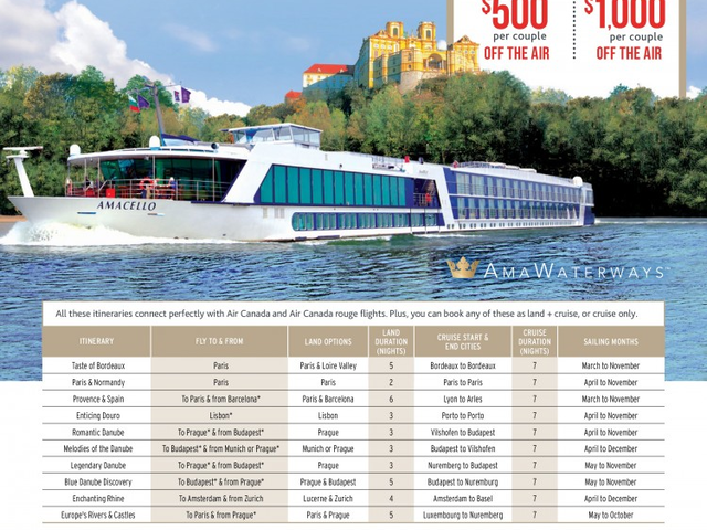 AMAWaterways River Cruises - Up to $1,000 OFF the AIR