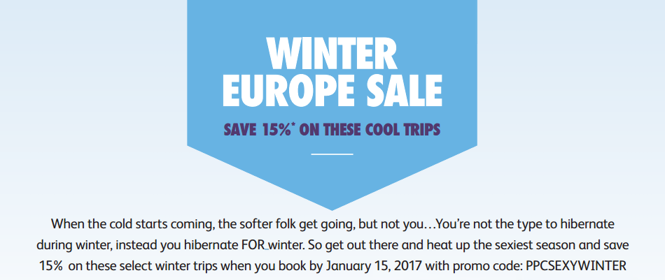 Contiki Winter Europe Sale