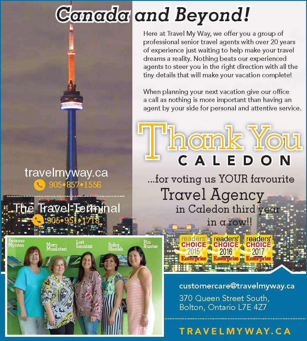 Winner of Readers Choice Best Travel Agency in Caledon