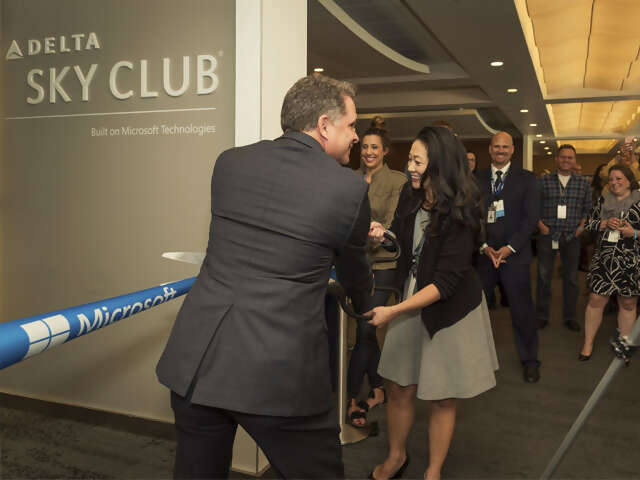 Delta and Microsoft launch innovative space for guests in Sea-Tac Delta Sky Club