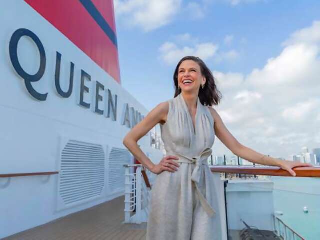 Broadway legend Sutton Foster performs onboard Cunard’s newest ship, Queen Anne during Miami maiden call
