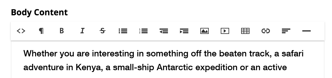Body Content Field Editor