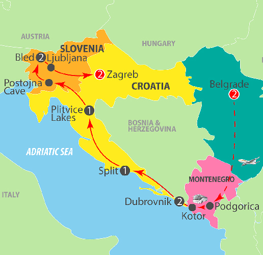 Belgrade to Zagreb 11 day/10 Night Coach Tour ~ K700