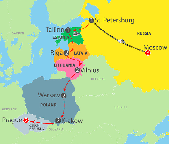 Moscow to Baltic States, Poland & Prague 18 Day/17 Night Coach Tour ~ K905M