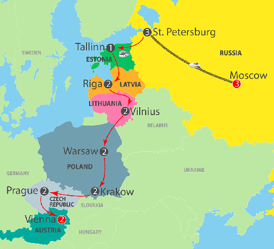 Moscow to Baltic States, Poland, Prague & Vienna 20 Day/19 Night Coach Tour ~ K905