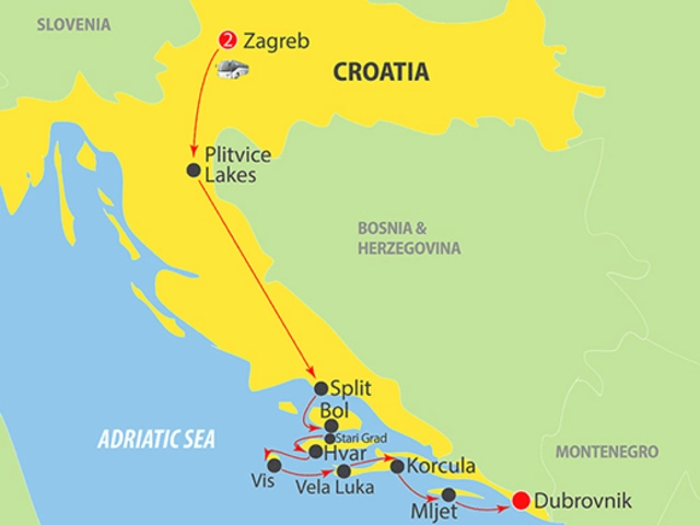 Zagreb to Dubrovnik 10 Day/9 Night Adriatic Cruise