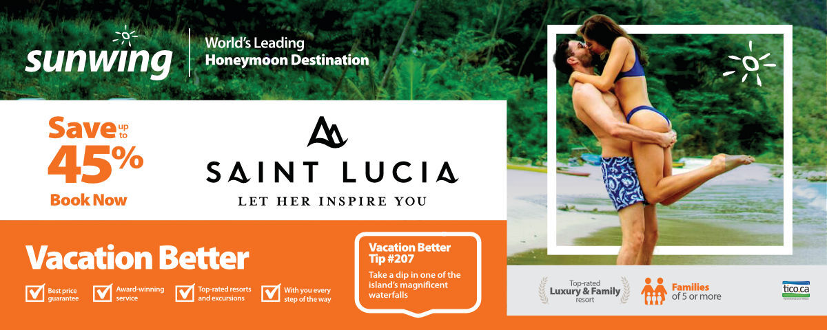 Save up to 45% at Saint Lucia Resorts with Sunwing