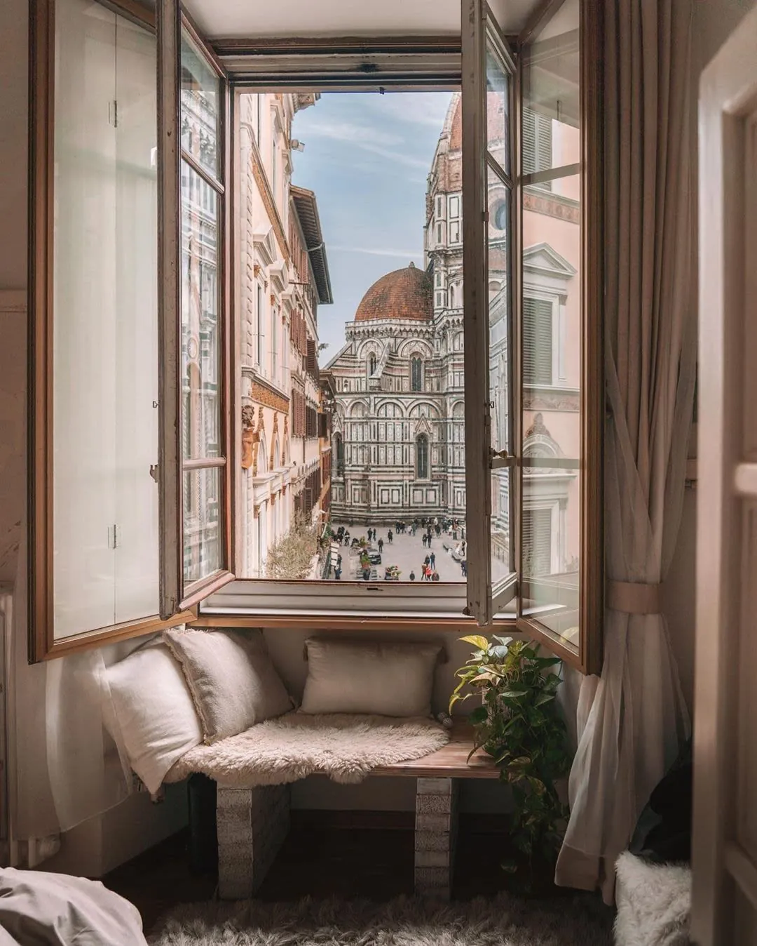 This studio in a 17th-century building across from the Duomo is for solo travelers only, but please don’t do anything rash