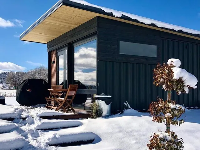 Tiny cabin on the outside, luxury condo on the inside