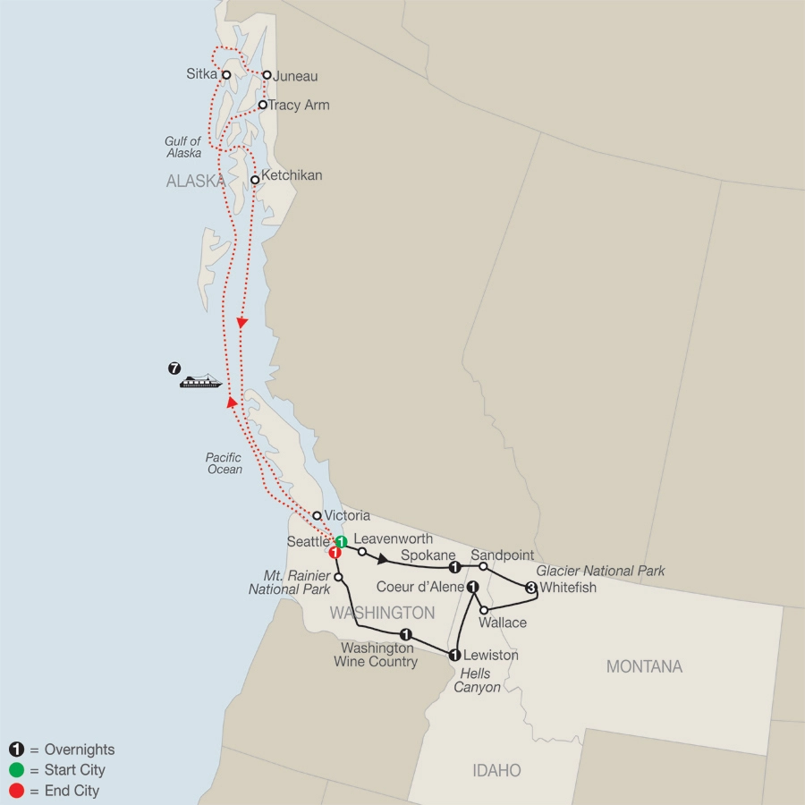Discover Glacier National Park, Hells Canyon & Washington Wine Country with Alaska Cruise