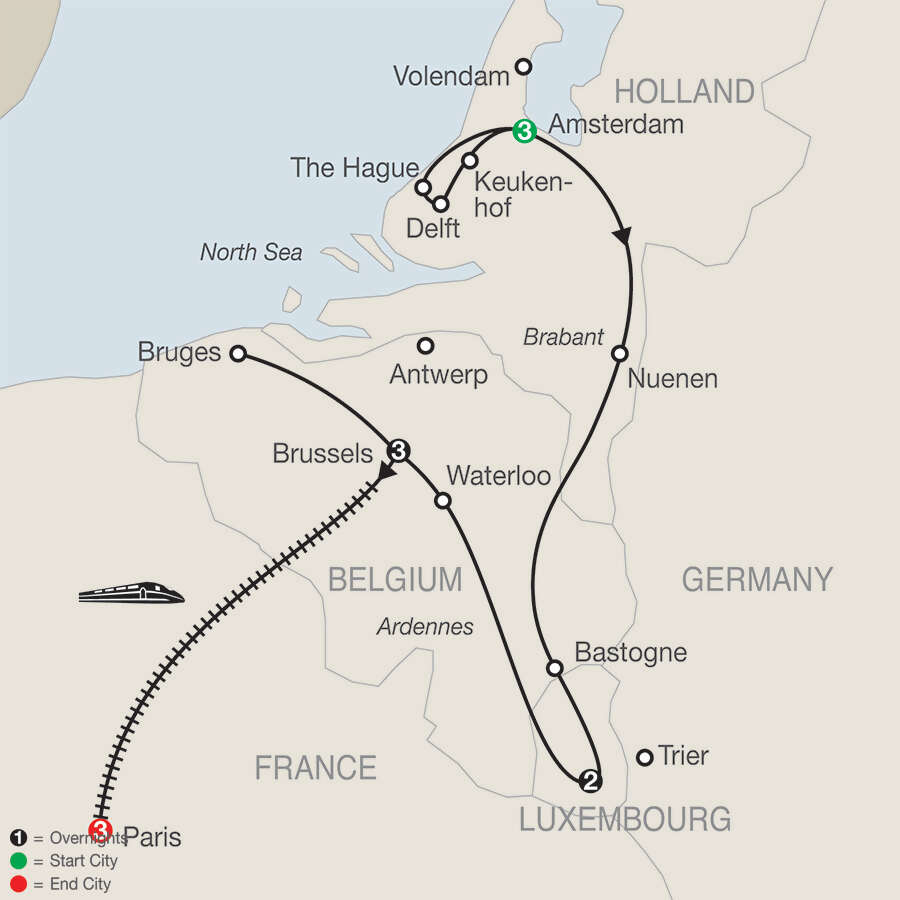 Holland, Luxembourg & Belgium with Paris