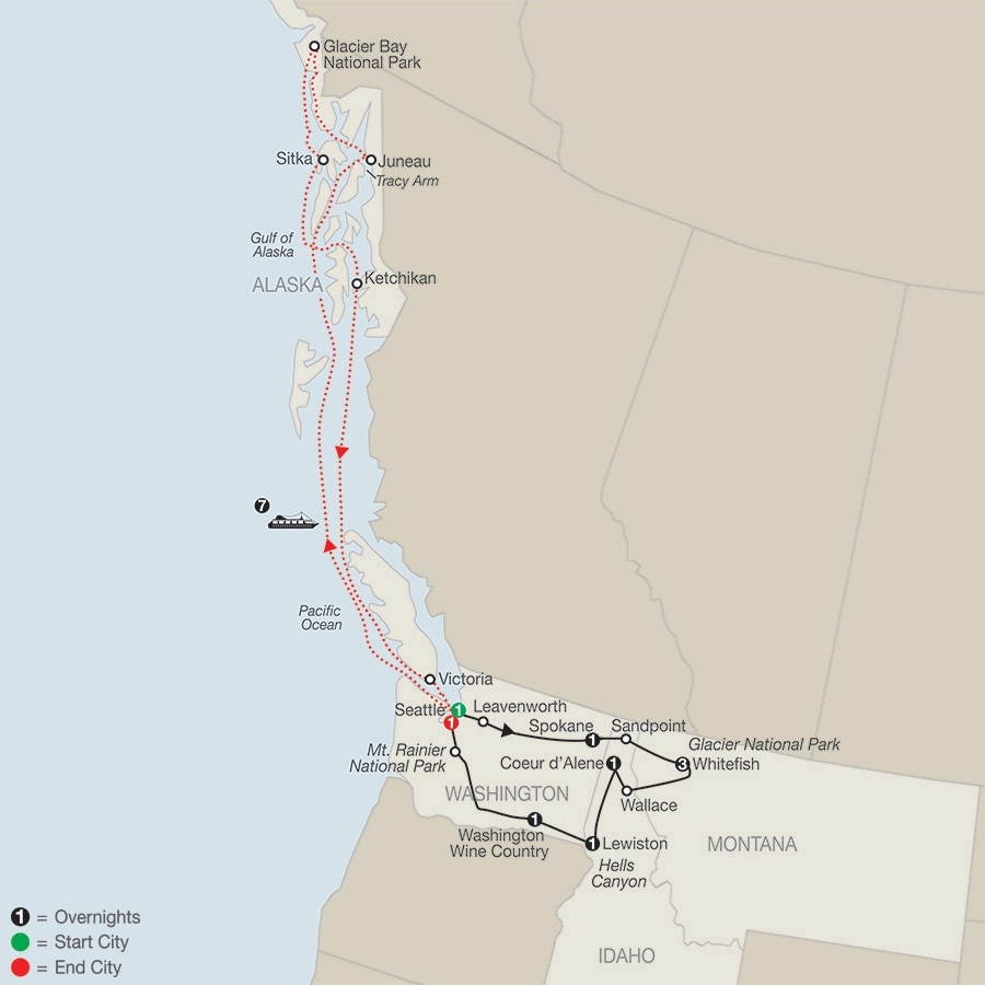 Discover Glacier National Park, Hells Canyon & Washington Wine Country with Alaska Cruise