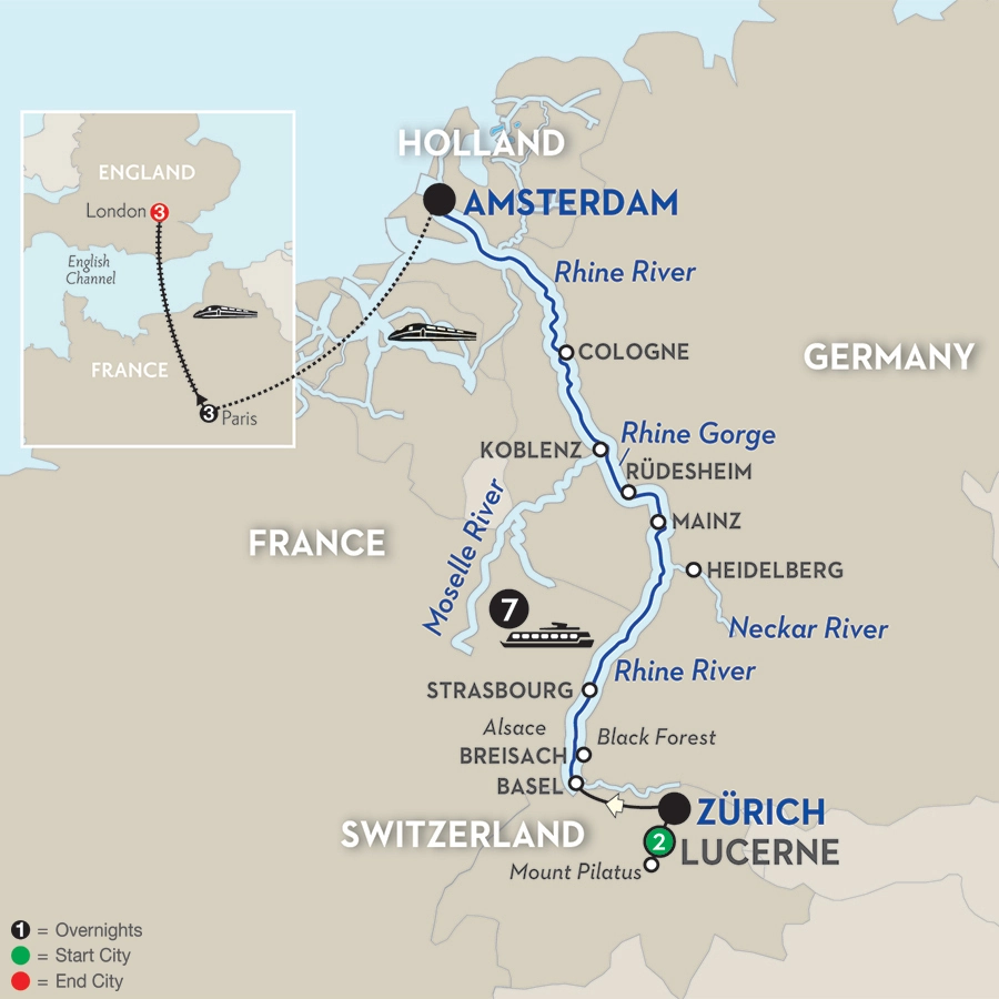 Romantic Rhine with Lucerne, Paris & London – Northbound