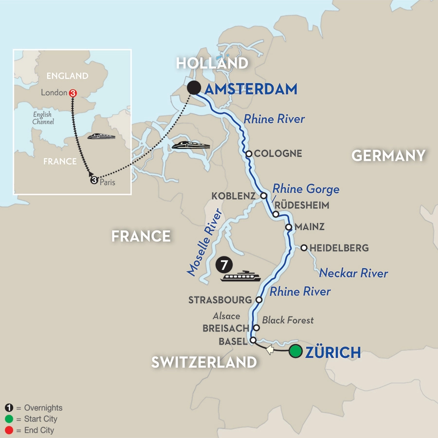 Festive Time on the Romantic Rhine with Paris & London Extension – Northbound