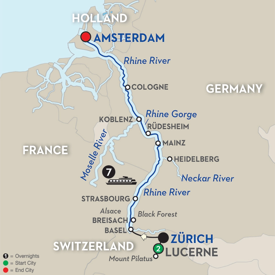 Romantic Rhine with Lucerne Extension – Northbound