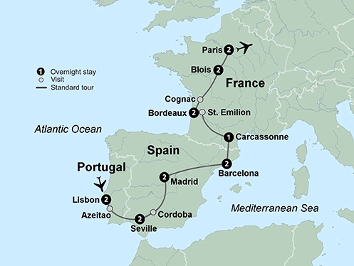 Portugal, Spain & France