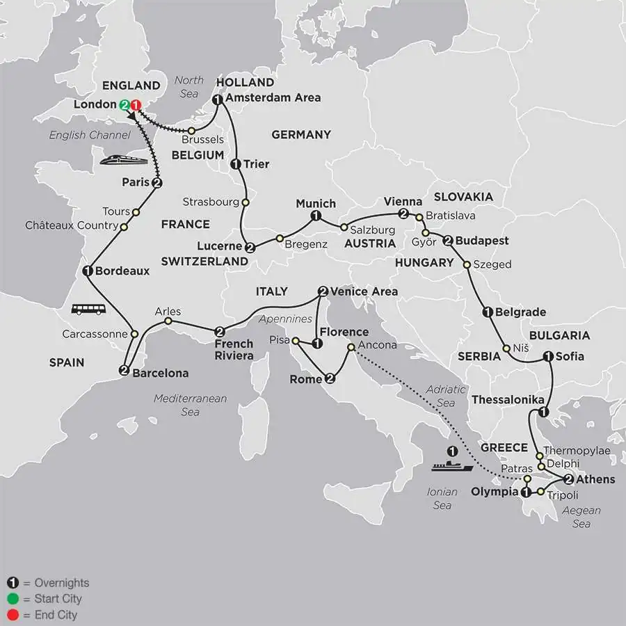 All About Europe with Extended Stay in London