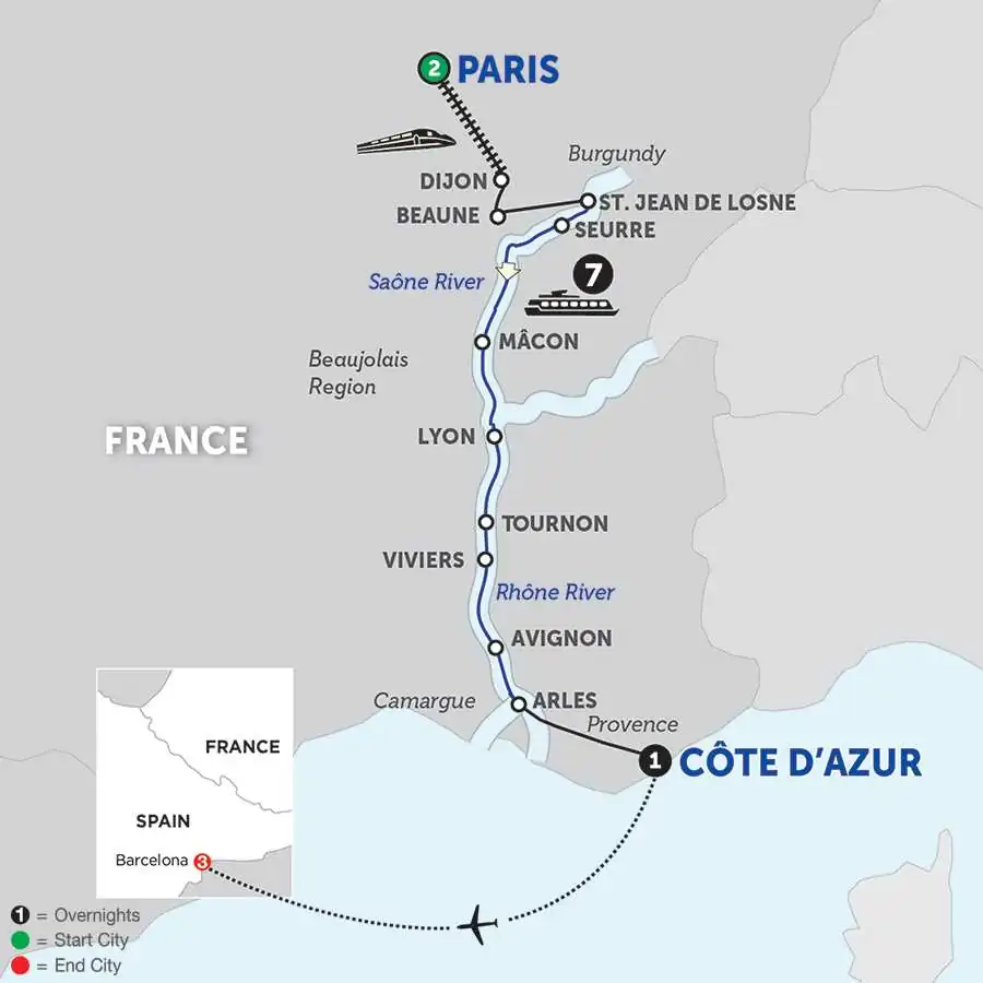 Burgundy & Provence with Barcelona for Wine Lovers - Southbound
