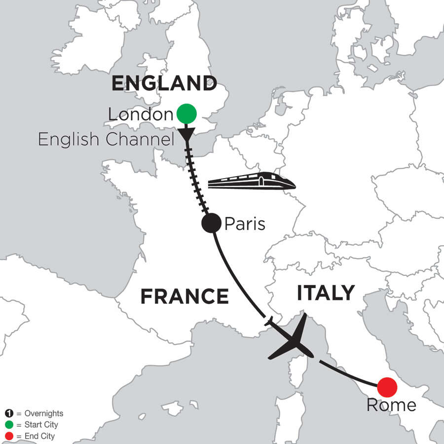 2 Nights London, 5 Nights Paris & 2 Nights Rome