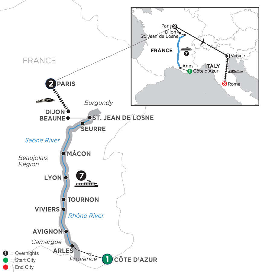 Burgundy & Provence with 3 Nights Venice & 3 Nights Rome – Southbound