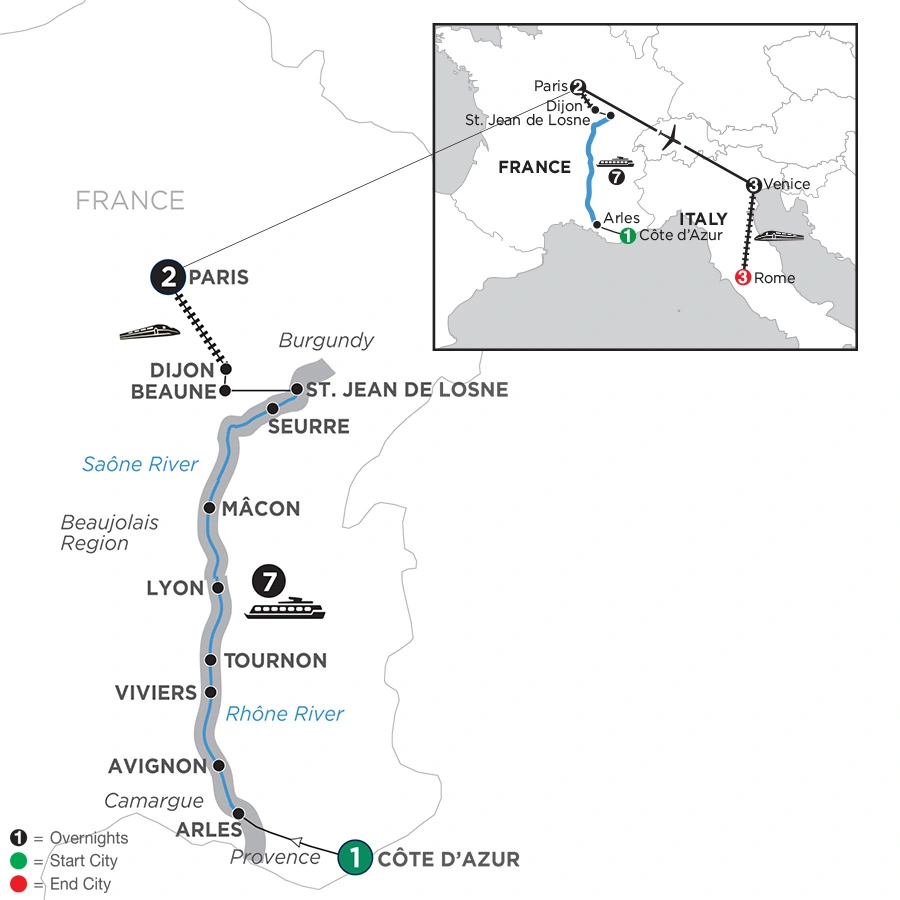 Burgundy & Provence with 3 Nights Venice & 3 Nights Rome – Southbound