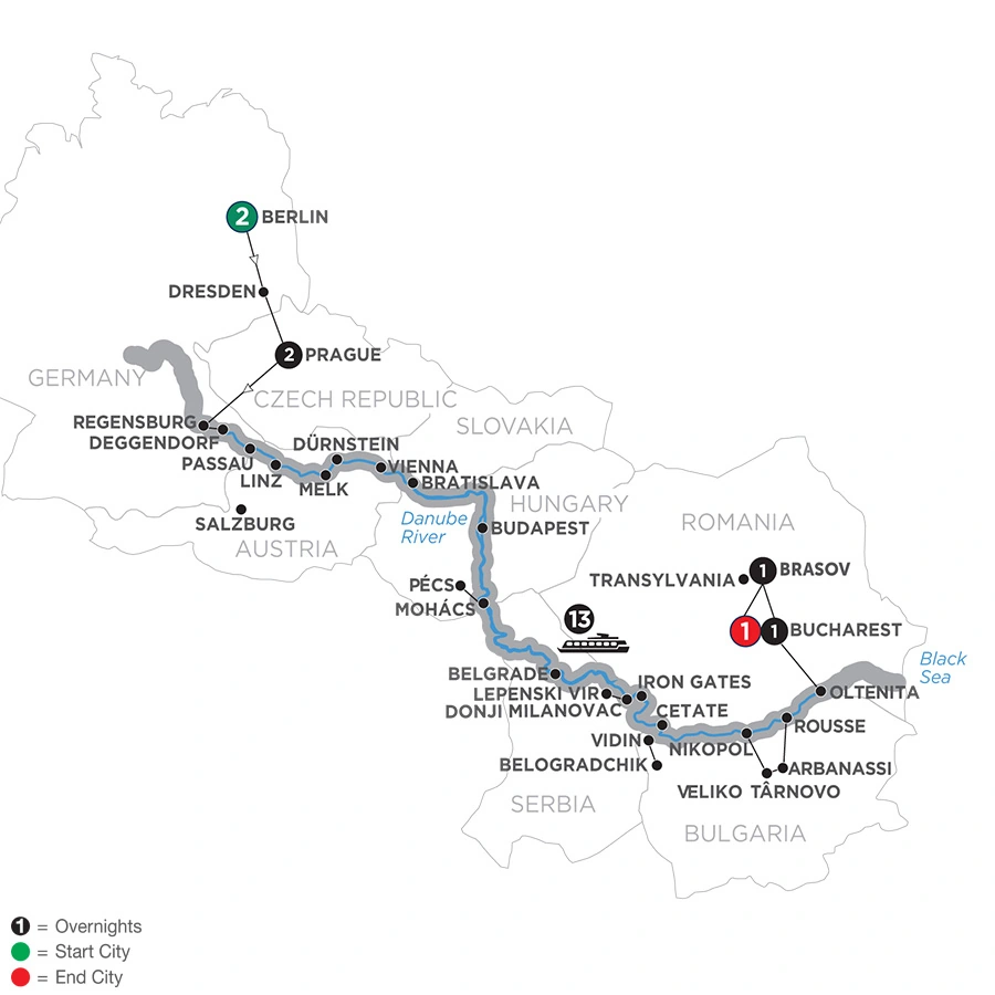 Grand Danube Cruise with 2 Nights Berlin & 2 Nights Transylvania