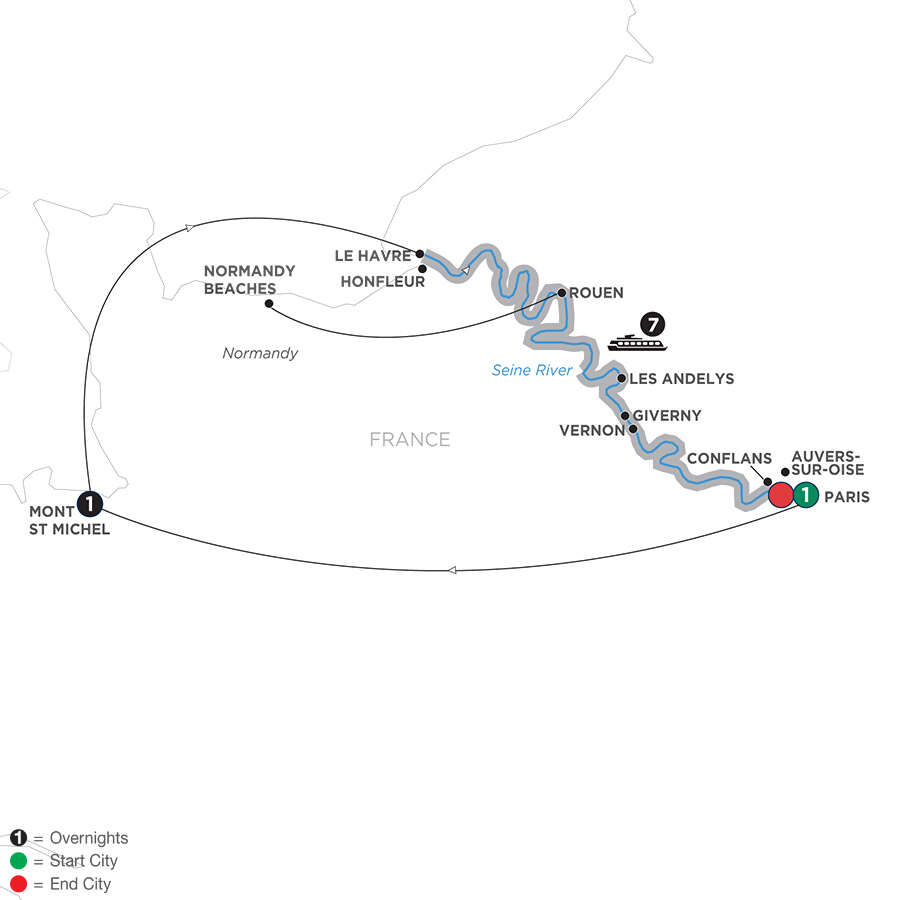 Reflections on the Seine with 1 Night Mont St. Michel – Southbound