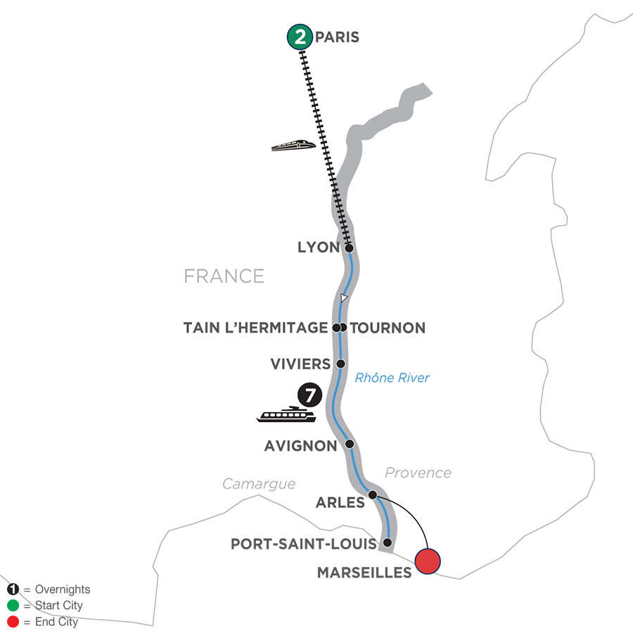 Active Discovery on the Rhône with 2 Nights Paris – Southbound