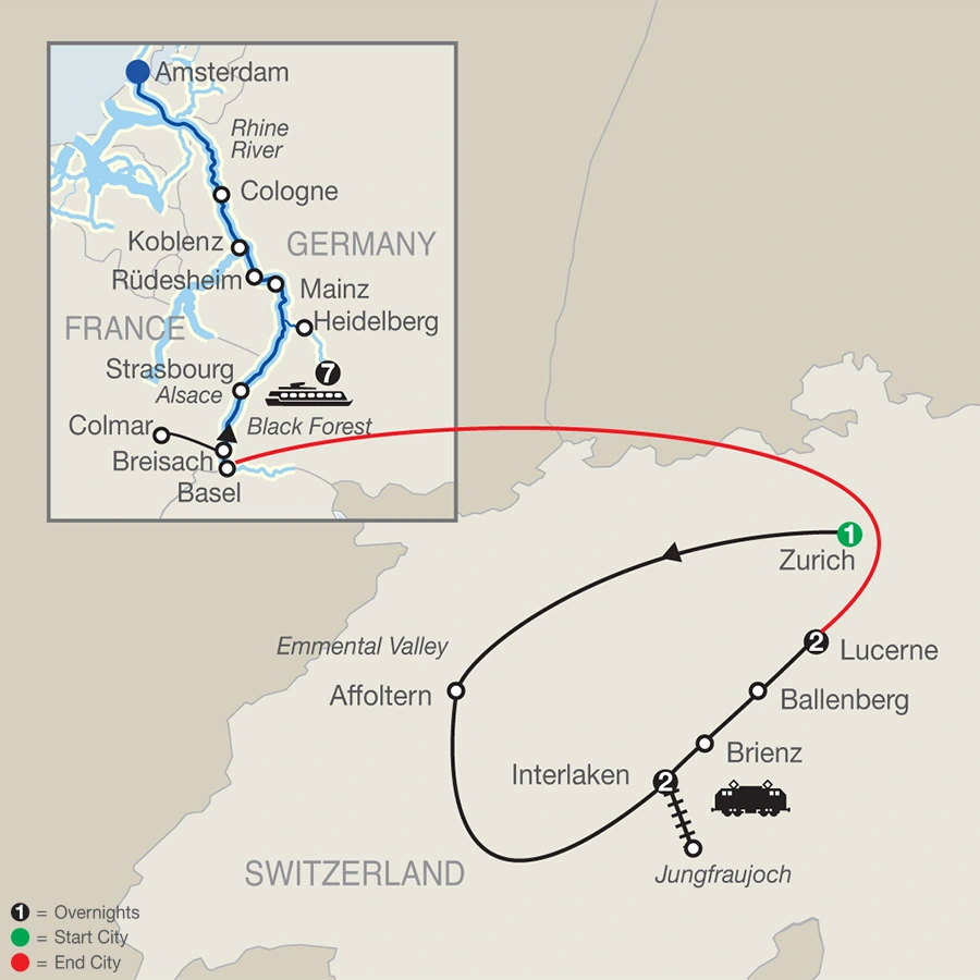 Top of Switzerland with Romantic Rhine