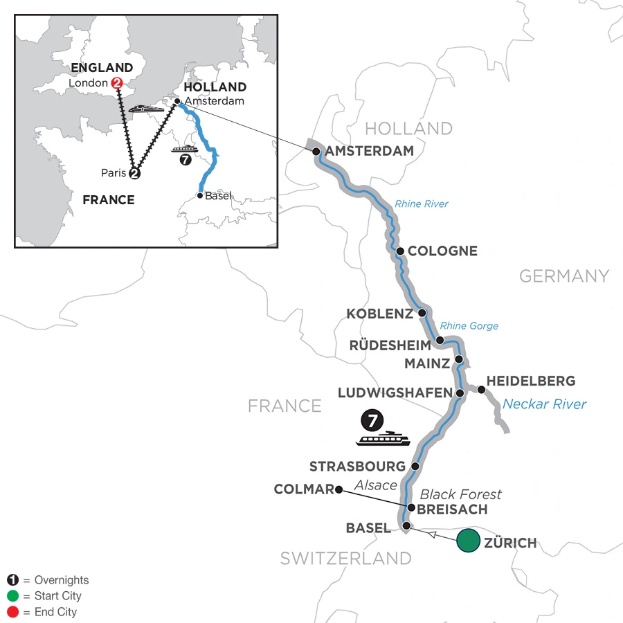 Romantic Rhine with 2 Nights Paris & 2 Nights London – Northbound