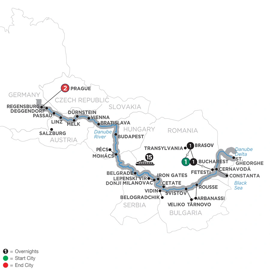 From the Danube Delta to Prague with 2 Nights Transylvania