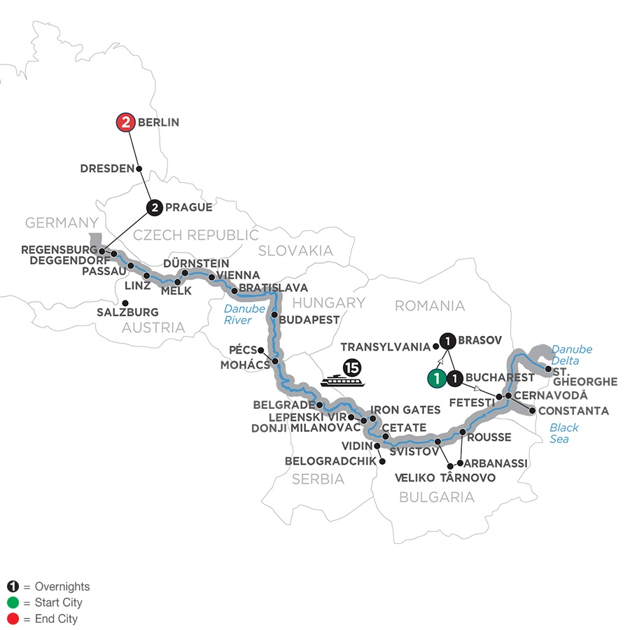 From the Danube Delta to Prague with 2 Nights Berlin & 2 Nights Transylvania