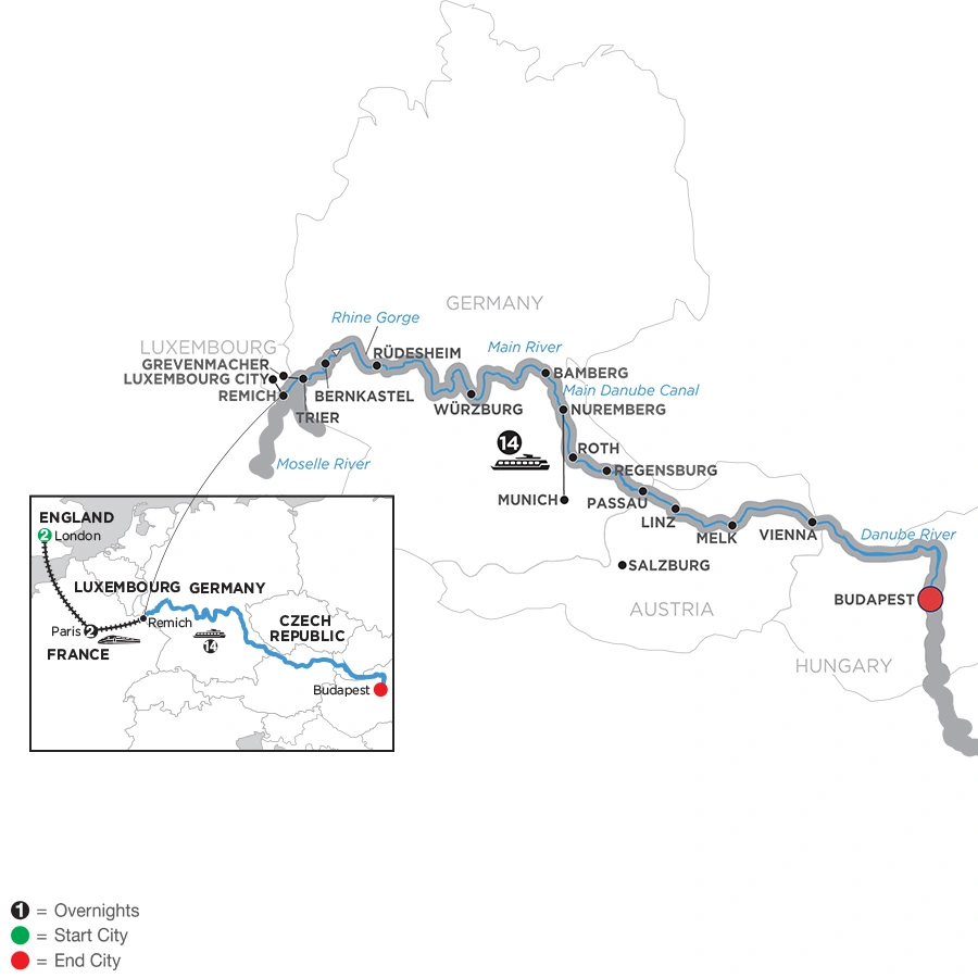 Jewels of Central Europe with 2 Nights London & 2 Nights Paris – Eastbound